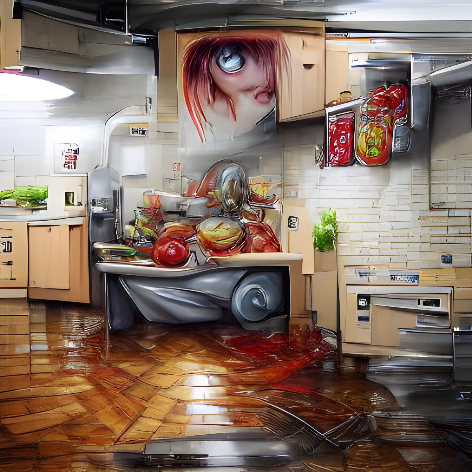 Chaotic Kitchen Nightmare in Anime Style