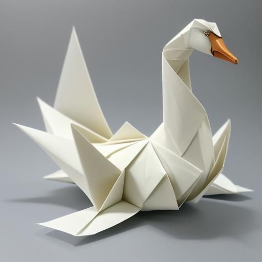 Origami Swan Papercraft in 8K Resolution