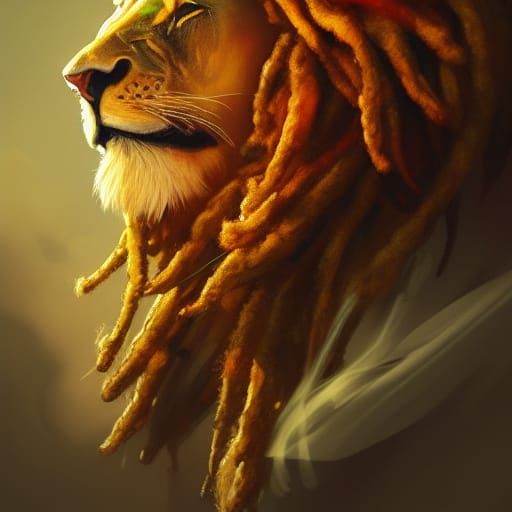 Reggae Lion Portrait in Rastafari Colors