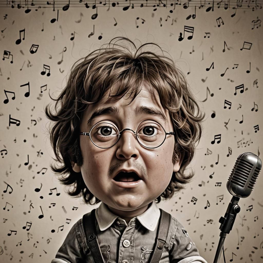 Baby John Lennon Singing: Hyperrealistic Caricature