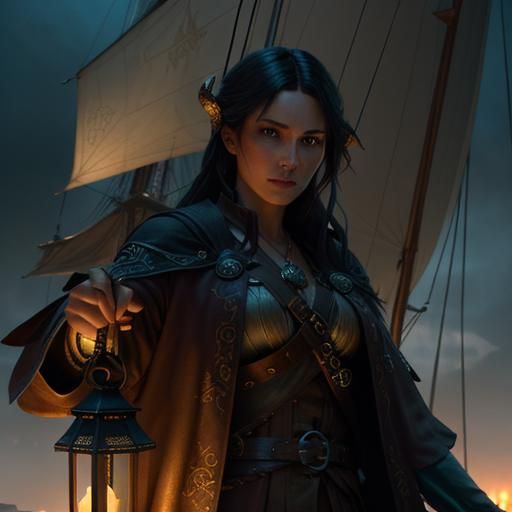 Epic Pirate Ship Concept Art in High Fantasy Style