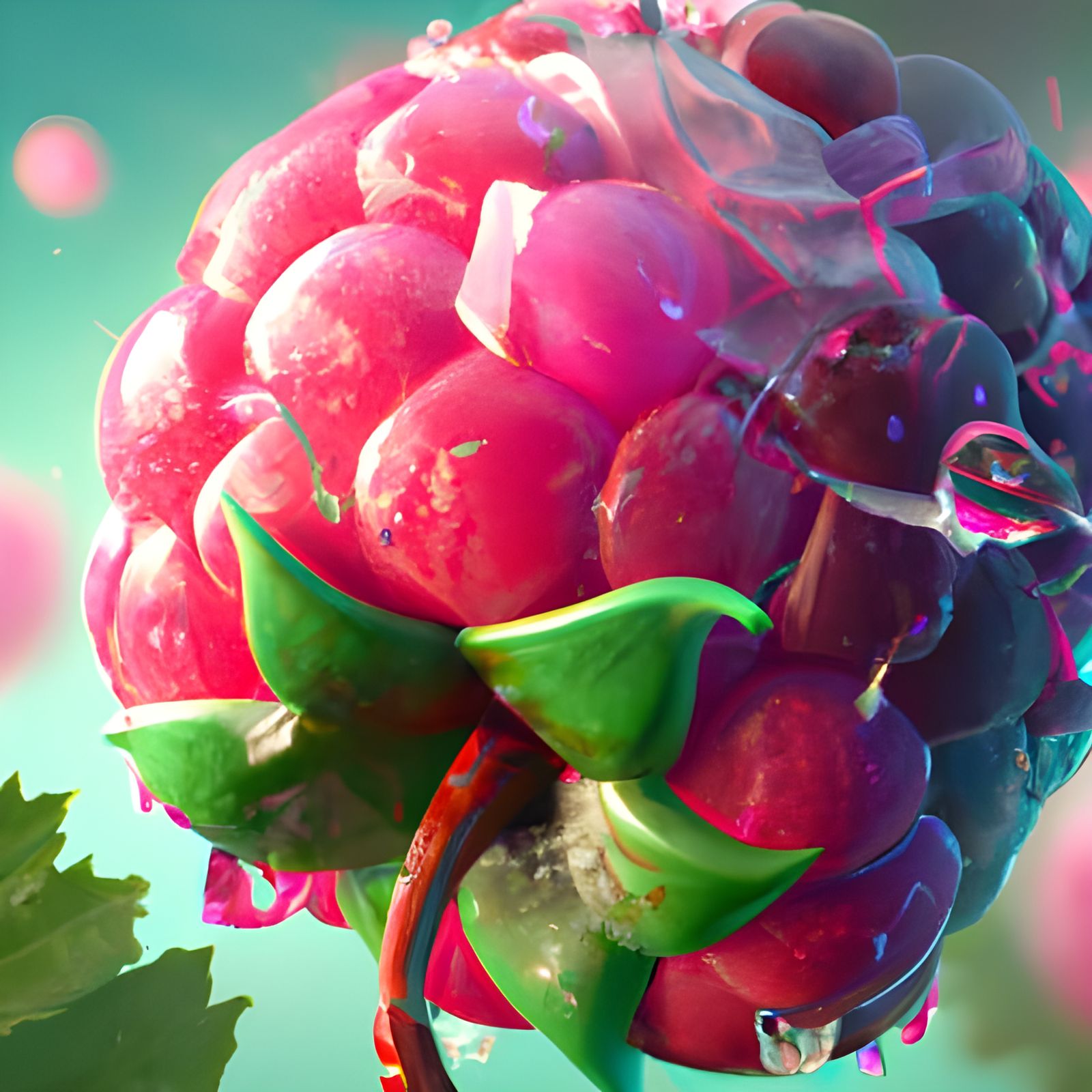 Hyperdetailed Raspberry in Art Nouveau Style