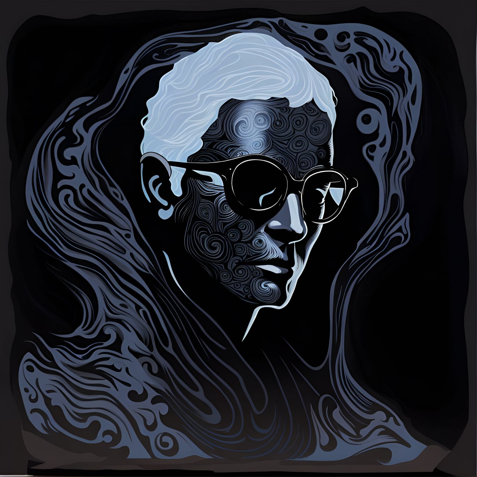 Ominous Shadowy Spirit: Ethereal Portrait in Darkness