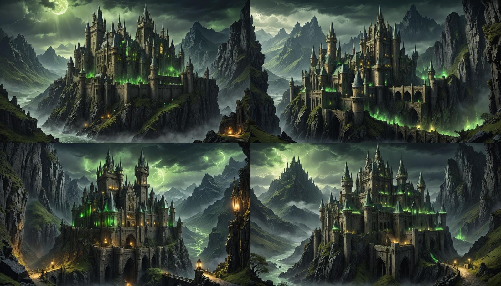 Ornate Gothic Bone Fortress in Craggy Mountains