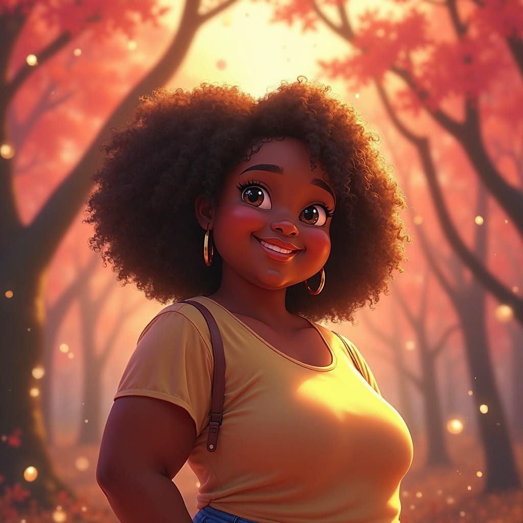 Joyful Black Teen Girl Radiates Warmth in Vibrant 80's Exerc...