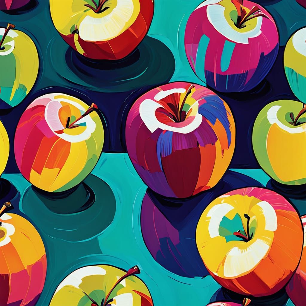 Vibrant Apple Cut-Out in Whimsical Fantasy Style