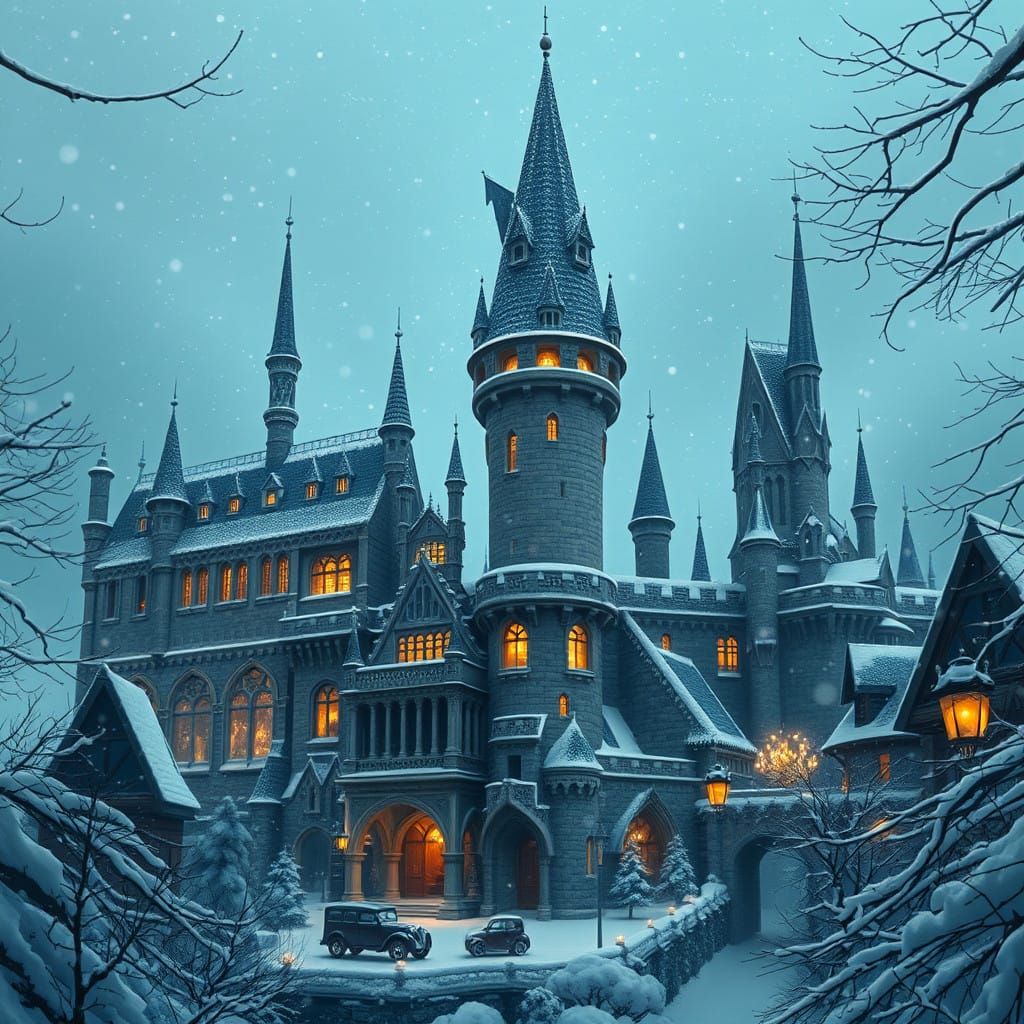 Hogwarts Castle Transformed by Christmas Magic