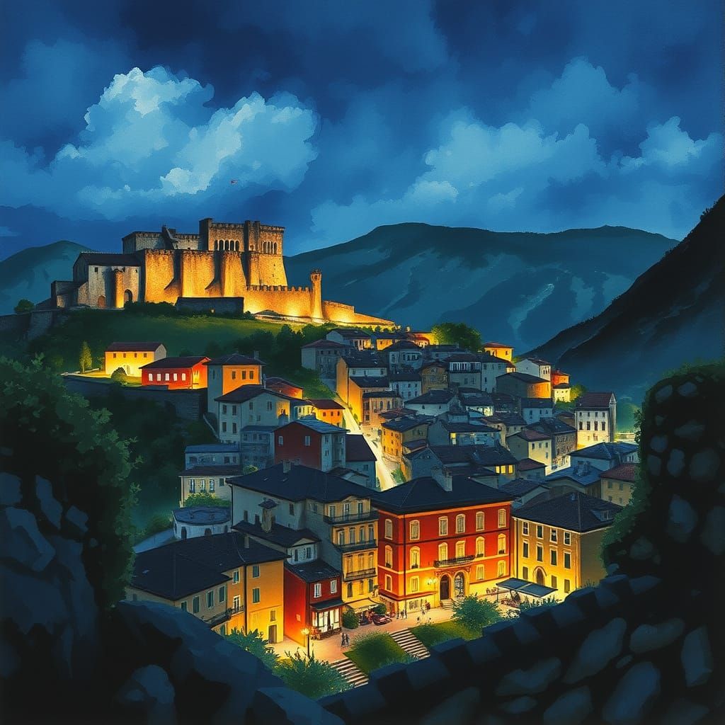 Epic Cinematic Masterpiece of French-Italian Mountain City a...