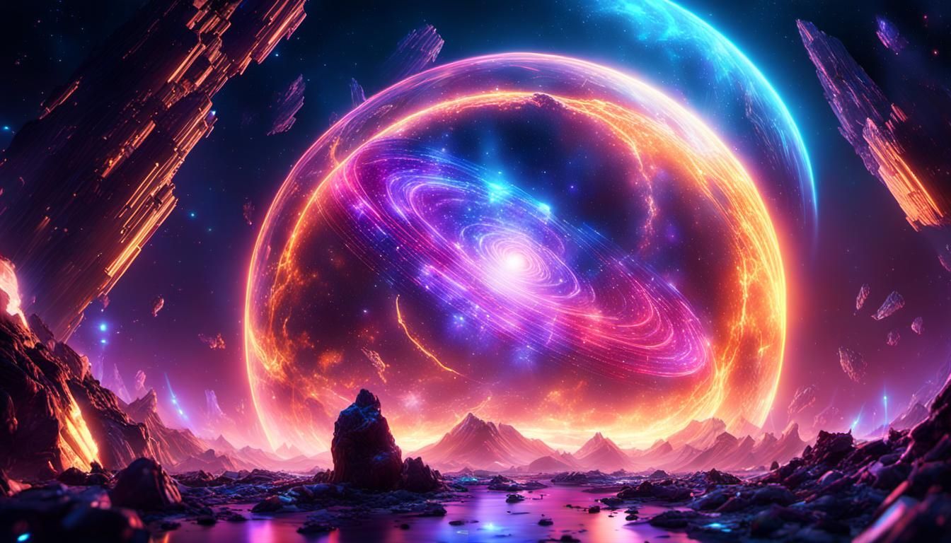 Crystalline Entities Soaring Through Space in Sci-Fi Art