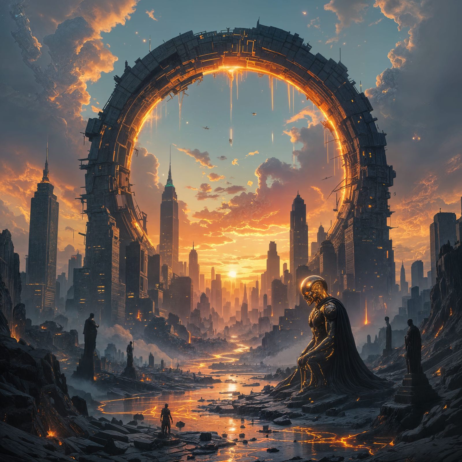 Shattered Metropolis in Titan Ribcage, Digital Painting