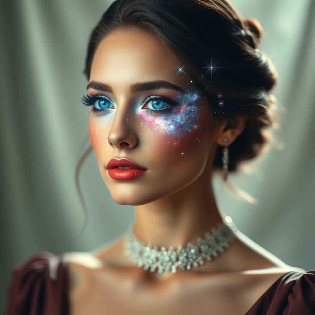 Elegant Woman with Celestial Cosmetics