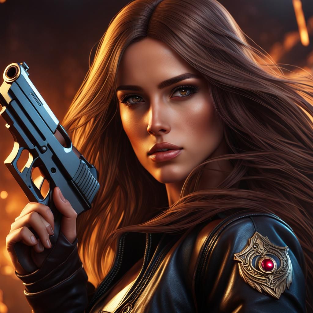 Girl with Gun: Detailed Fantasy Art