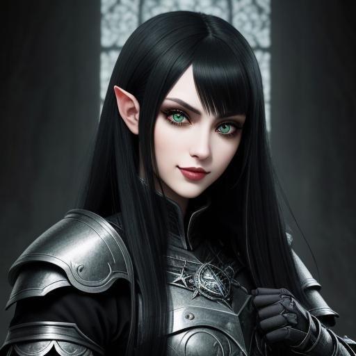 Gothic Elf Cleric in Dark Fantasy Armor