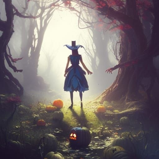 Alice in Wonderland Halloween Dark Fantasy Art