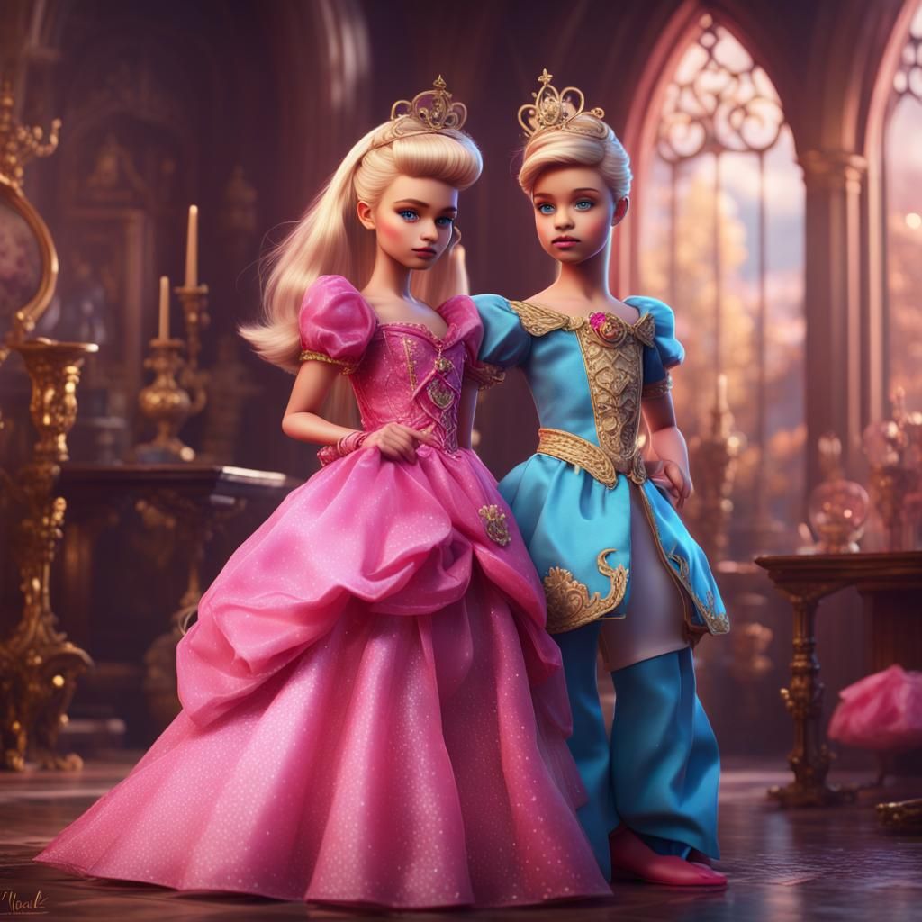 Boy as Barbie Princess: Detailed Fantasy Art