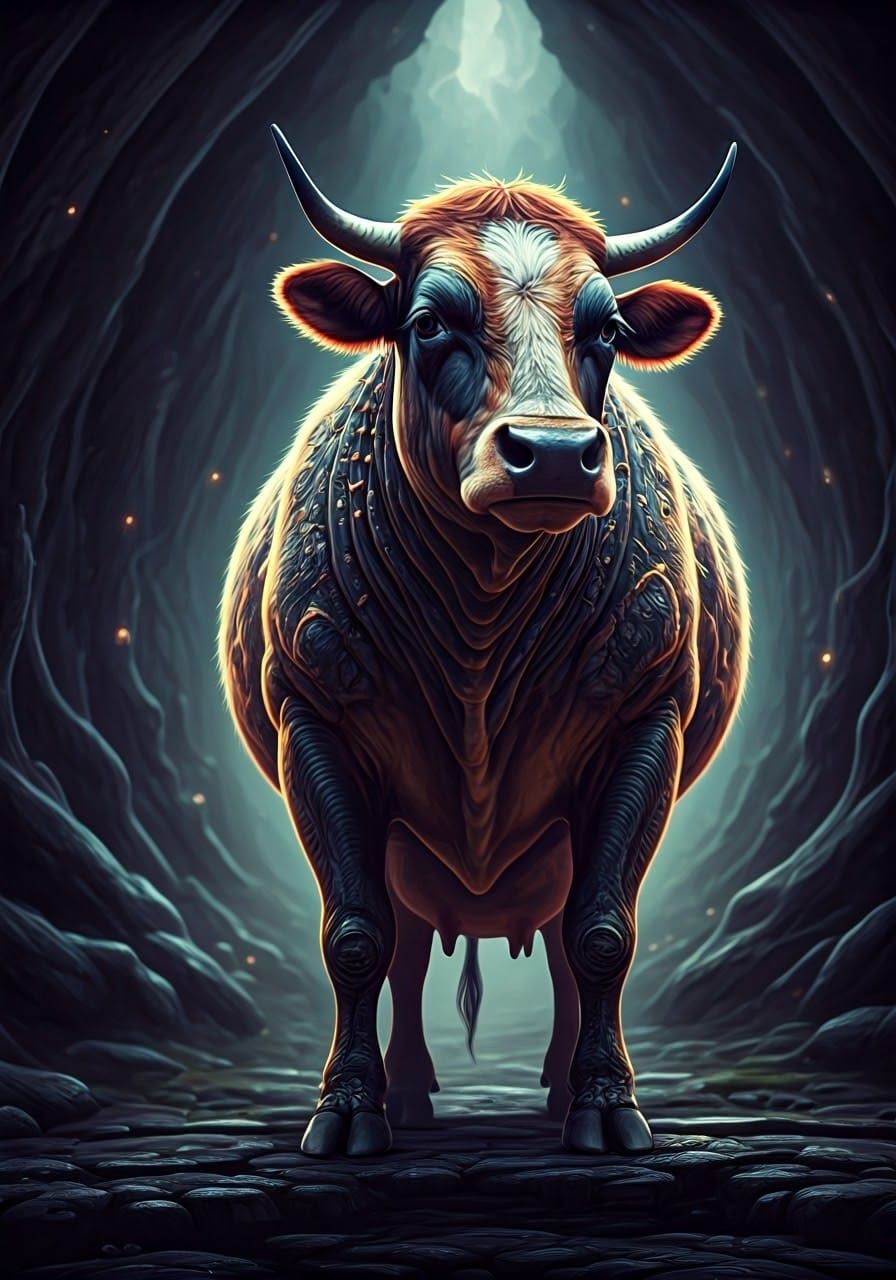 Cow Transformed: A Dark Fantasy Cinematic Digital Painting