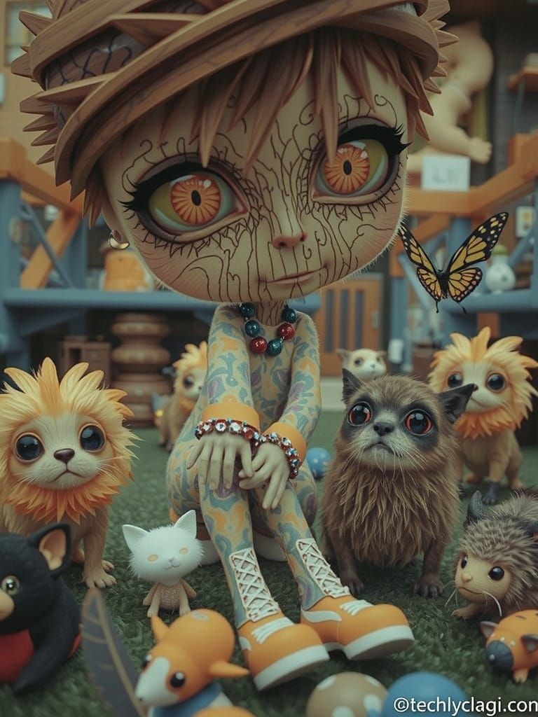 Enchanting 3D Character in a Dreamlike Playground