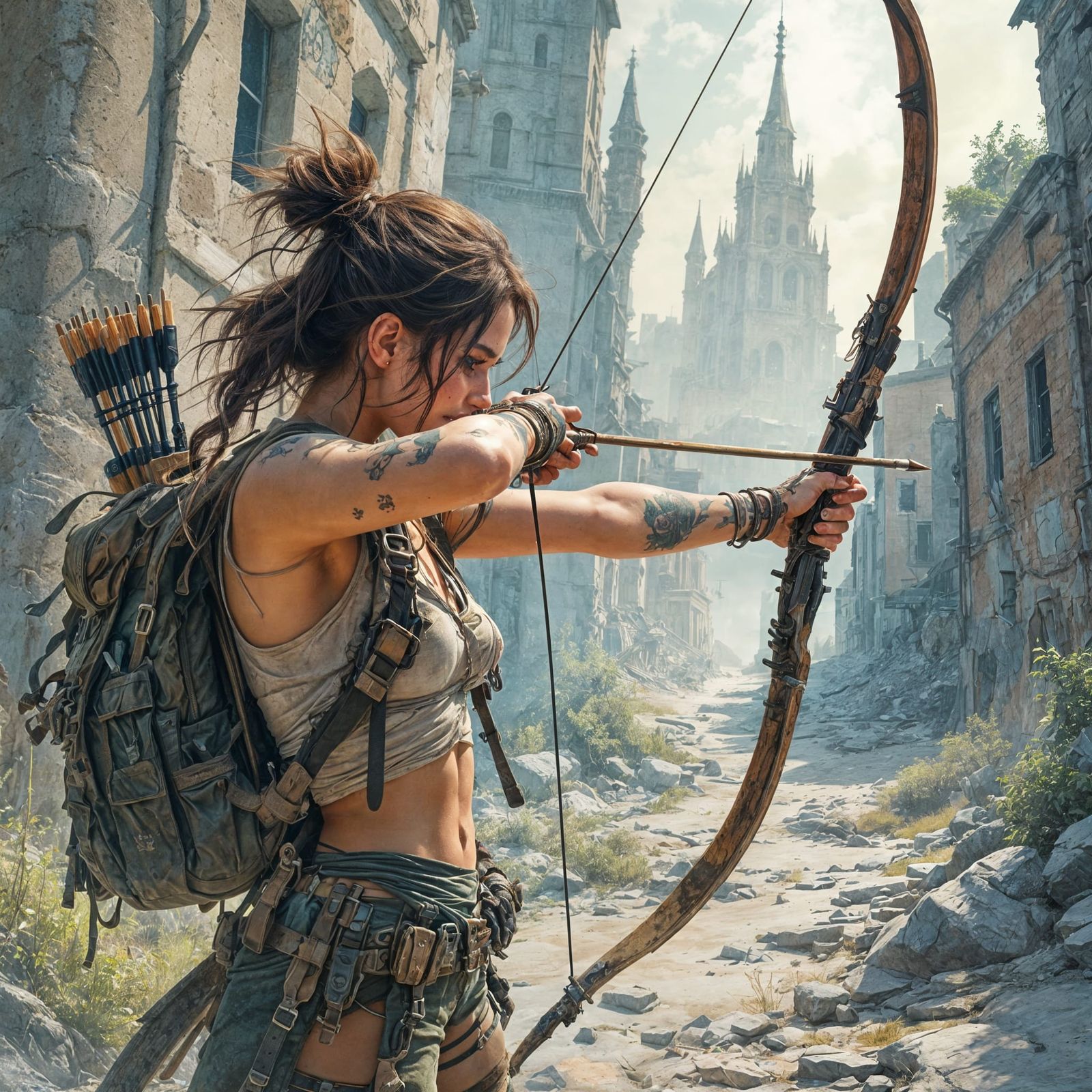 Ethereal Postapocalyptic Heroine Prepares for Battle