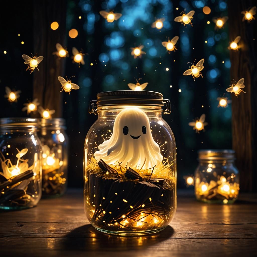 Luminous Ghost in Firefly Jar
