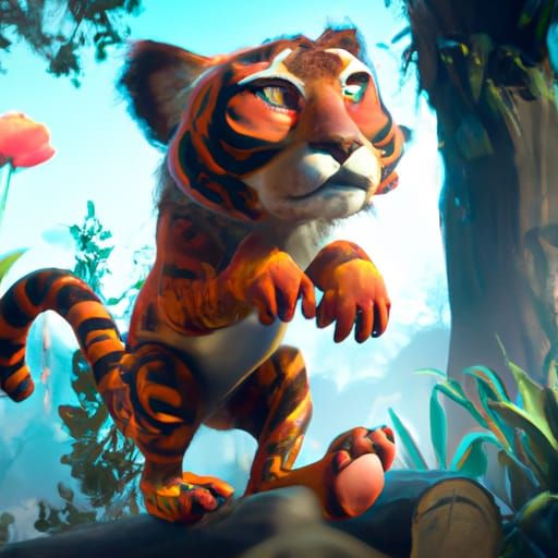 Cute Tiger in Detailed Fantasy Art