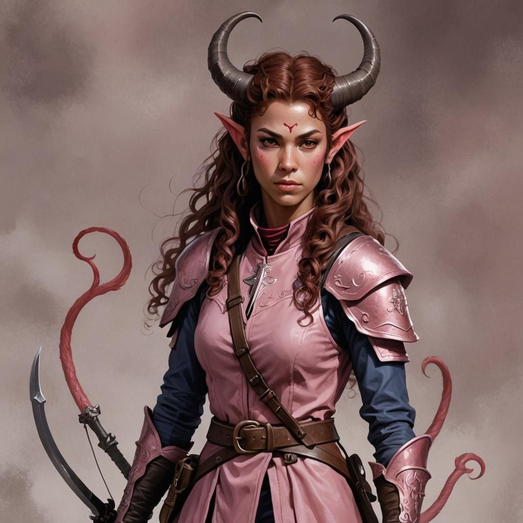Tiefling Soldier with Rosy Skin, Photo Style