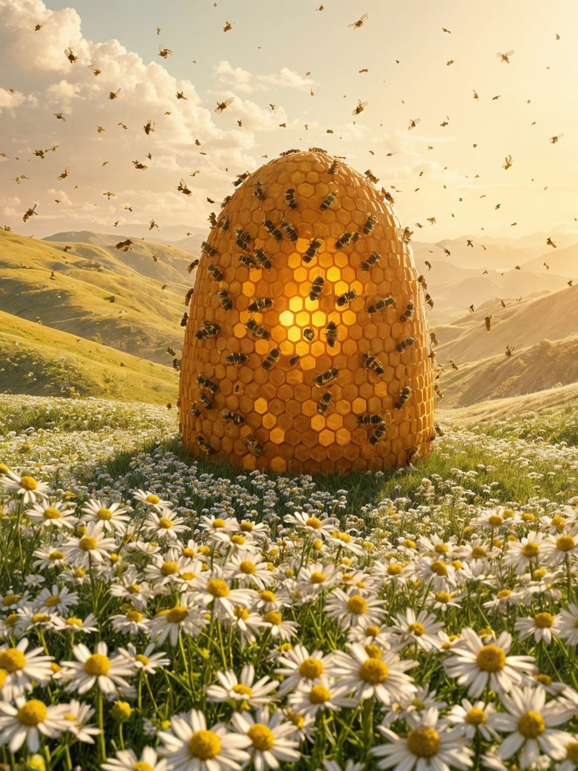 A beehive Very Huge and massive And the bees Beautiful From ...