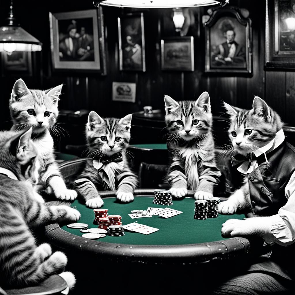 Kittens Gamble in Old Western Bar