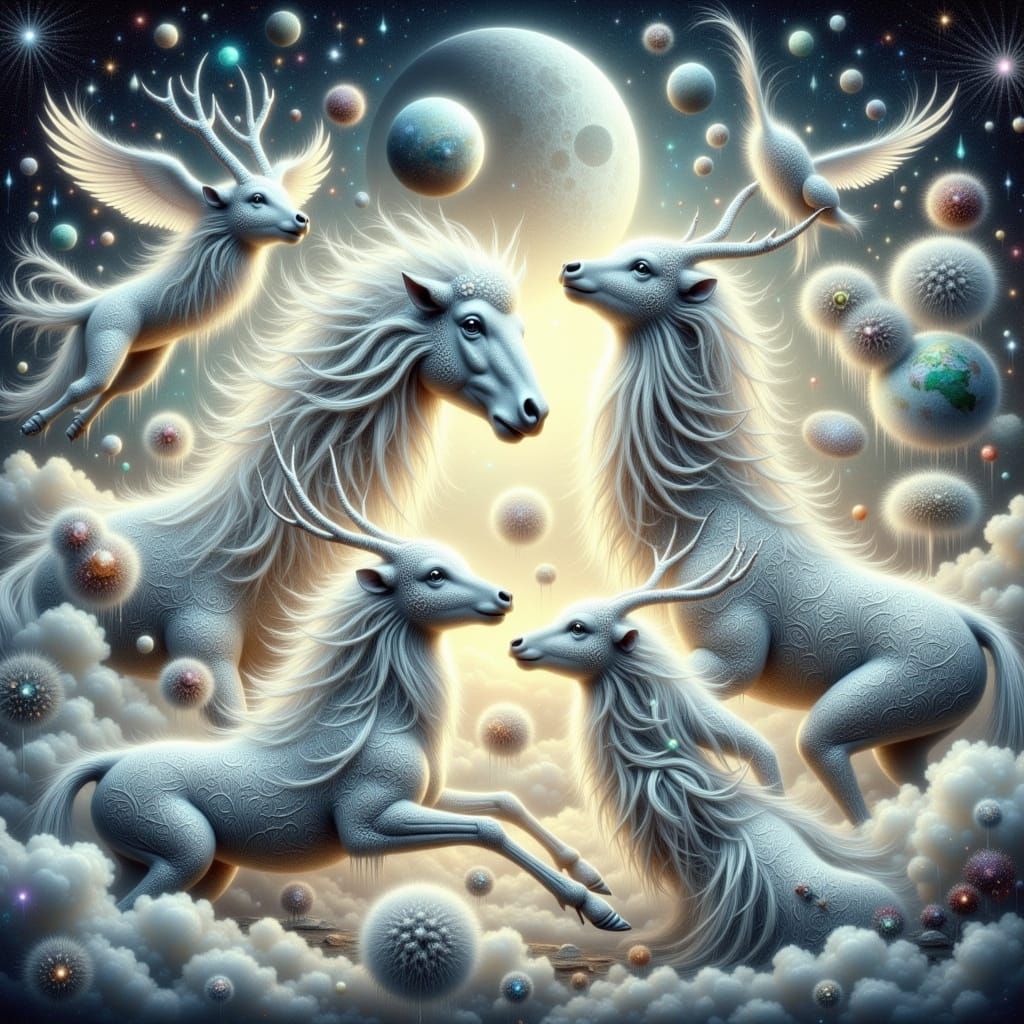 Surreal Zodiac Dreamscape in Impasto Style