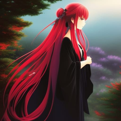 Anime Witch in Moonlit Forest Portrait