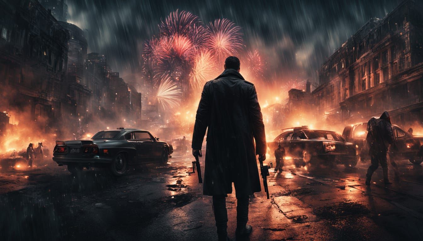 Cinematic Assassin Poster in High Contrast Lighting