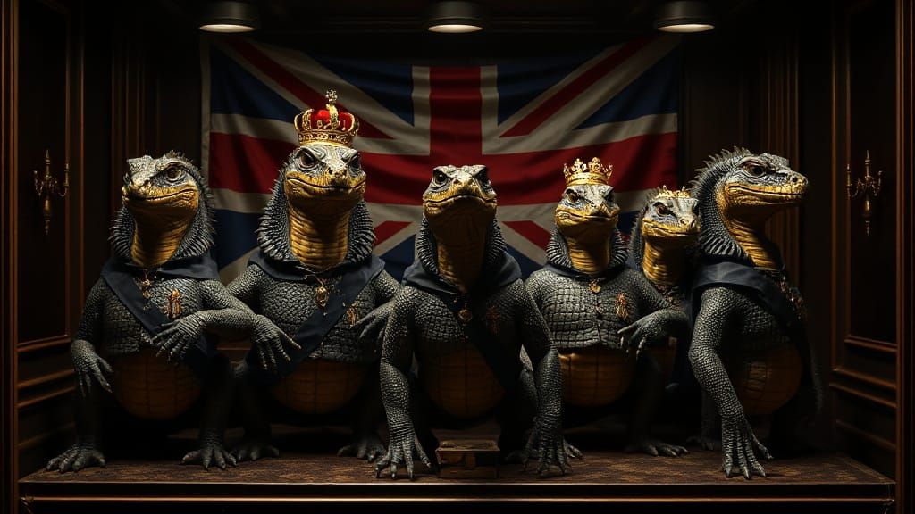 British Royals as Reptilians in Gothic Fantasy Diorama