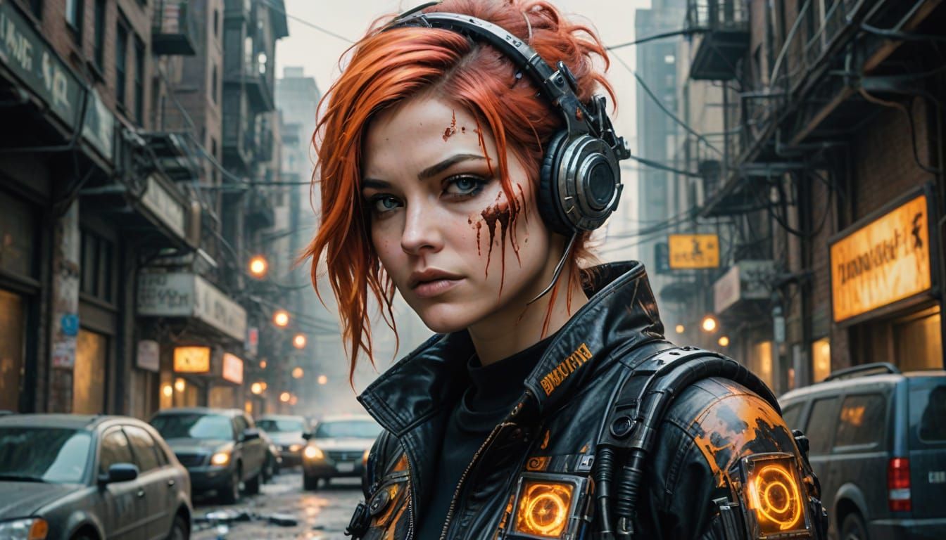 Dystopian Biopunk Dye-Transfer Image