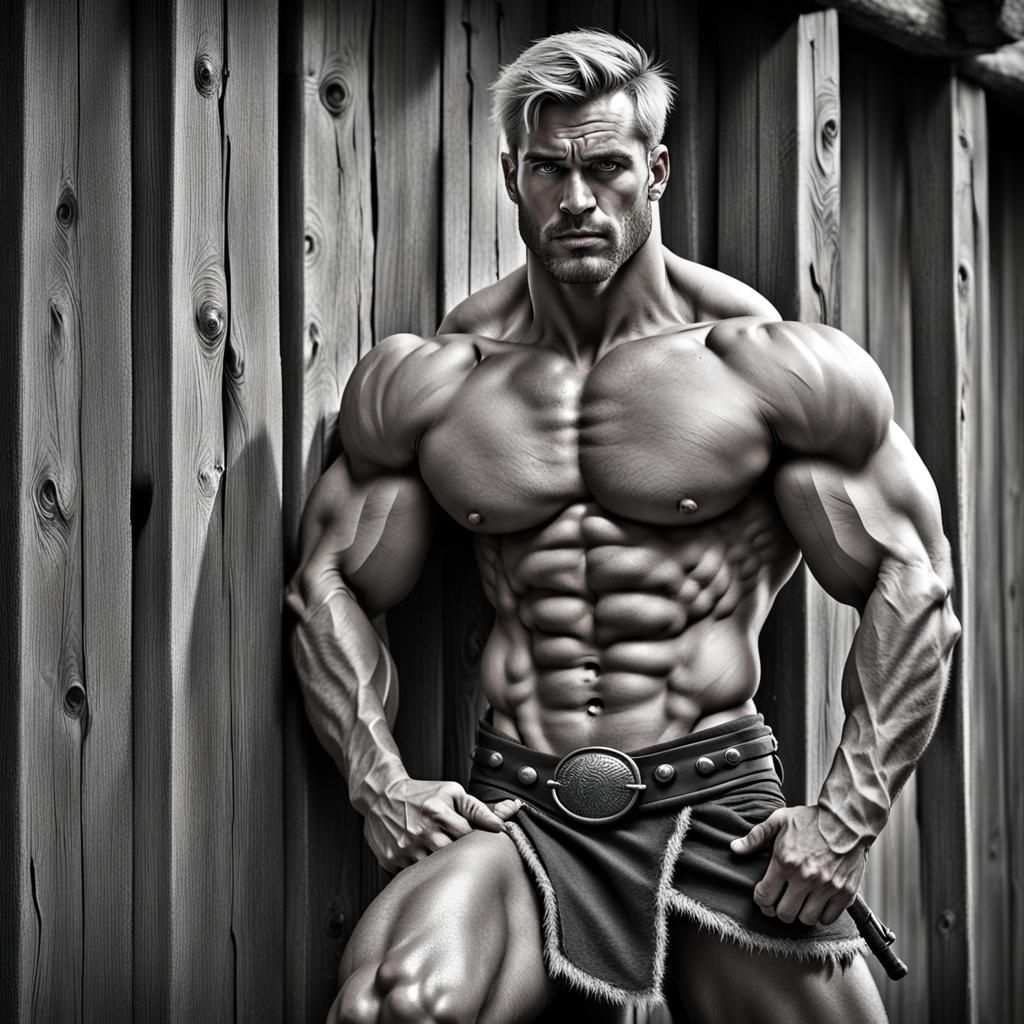 Muscular Barbarians in Black and White Photo Style