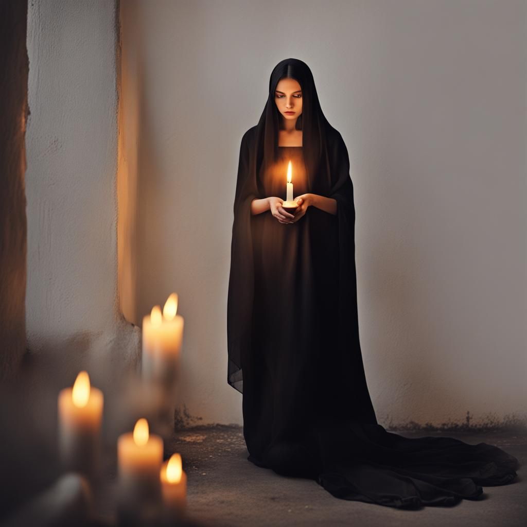Woman with a Candle: Ethereal Beauty and Lightness