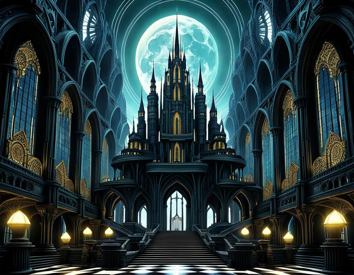 Technocore Decopunk Gothic Castle: Fractal Retrofuturism