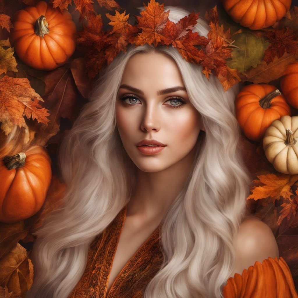 Autumn Queen Portrait in Pumpkin Spice Colors