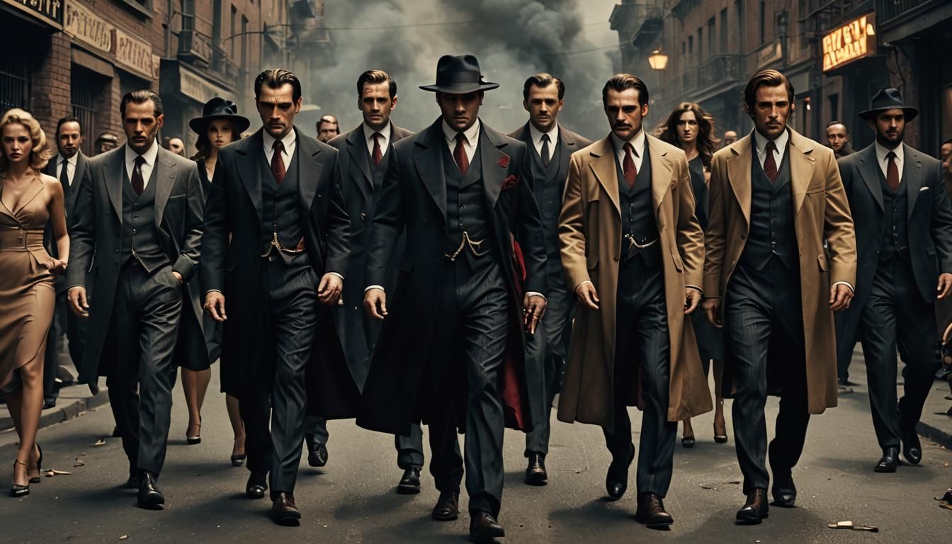 Dramatic Mafia Gang Portrait in Cinematic Style