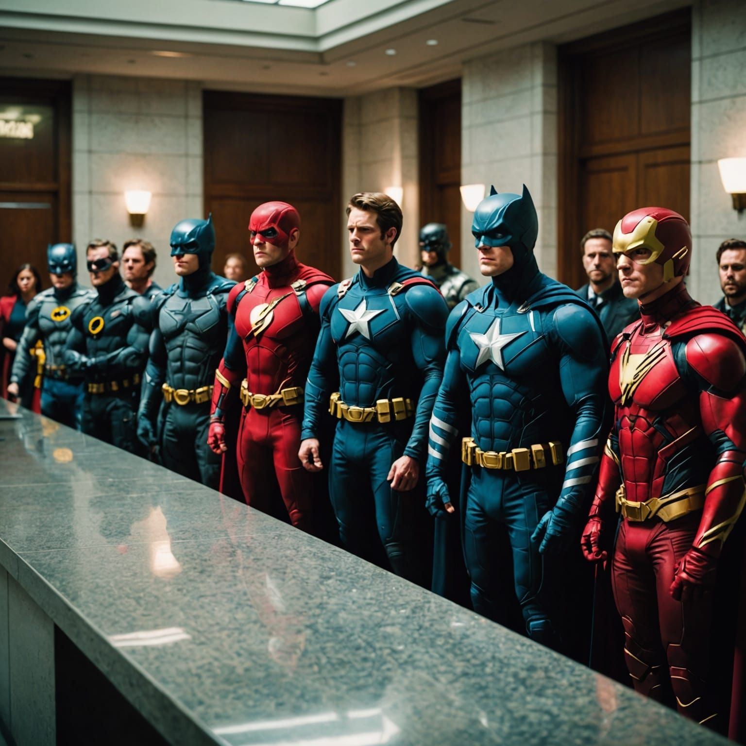 Superheroes on the Unemployment Line: Cinematic Film Still