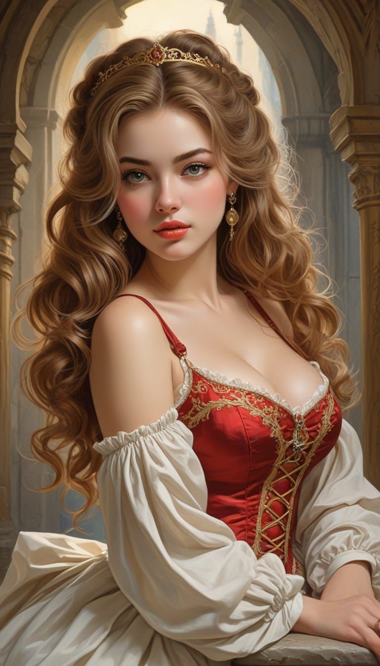 Pinup Anime Women in Early Baroque Fantasy Style