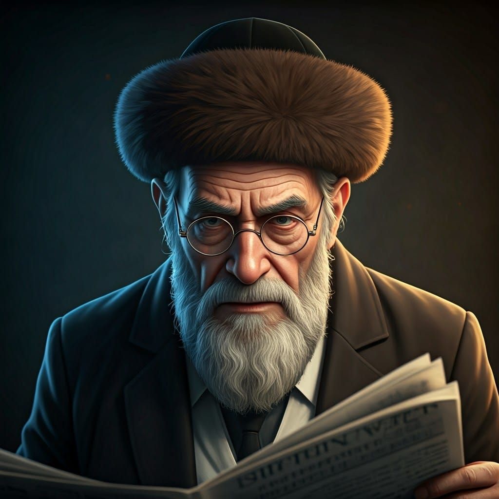 Elderly Man Reading Newspaper in Cinematic Style