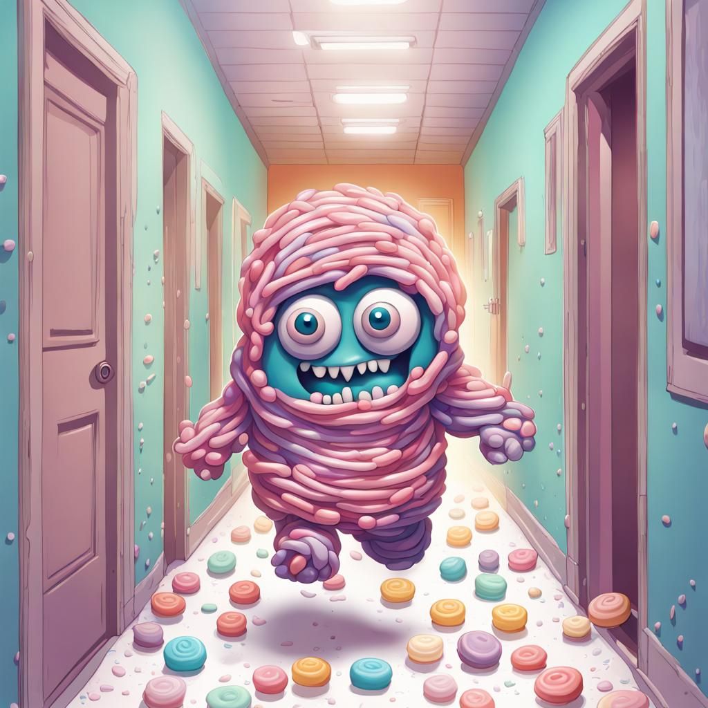 Candy Monster Asylum Escape: Pastel Digital Art