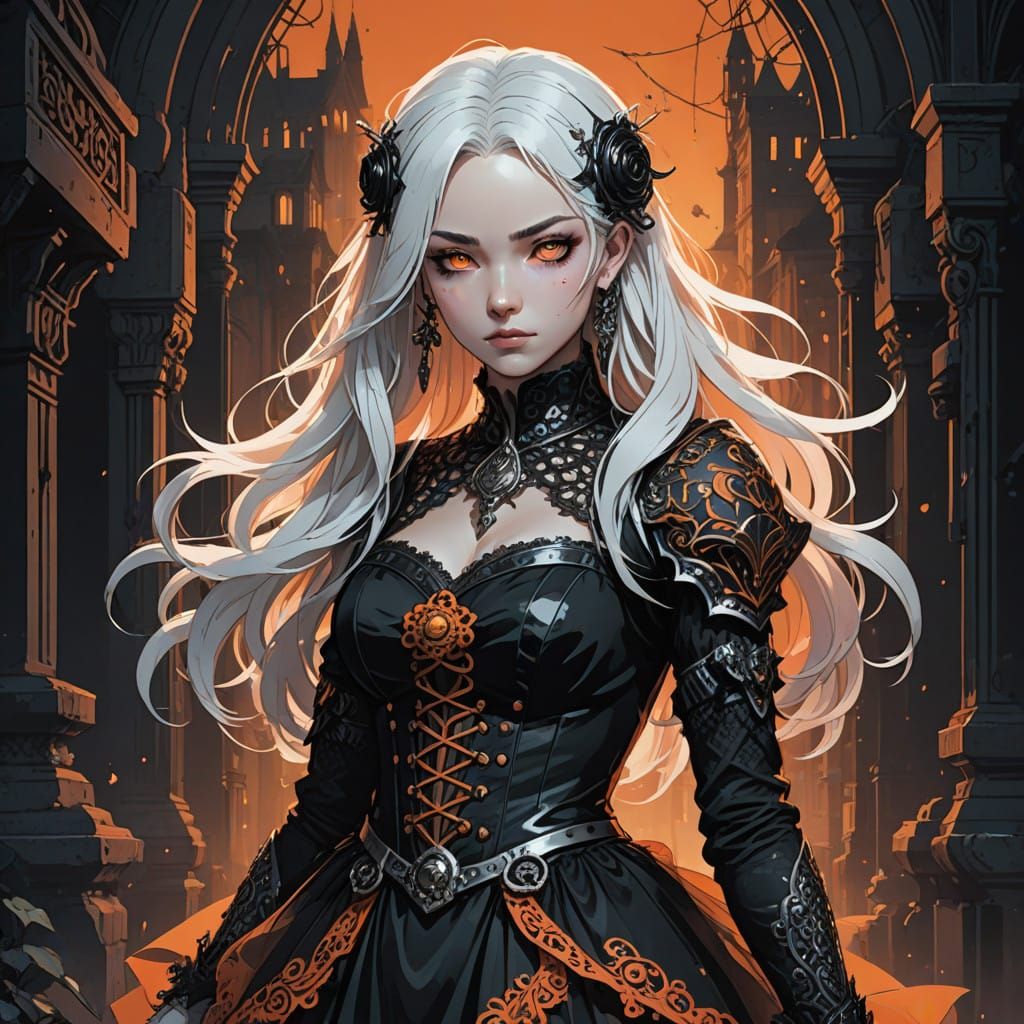 Ethereal Gothic Polar Bear Girl in Dramatic Lighting