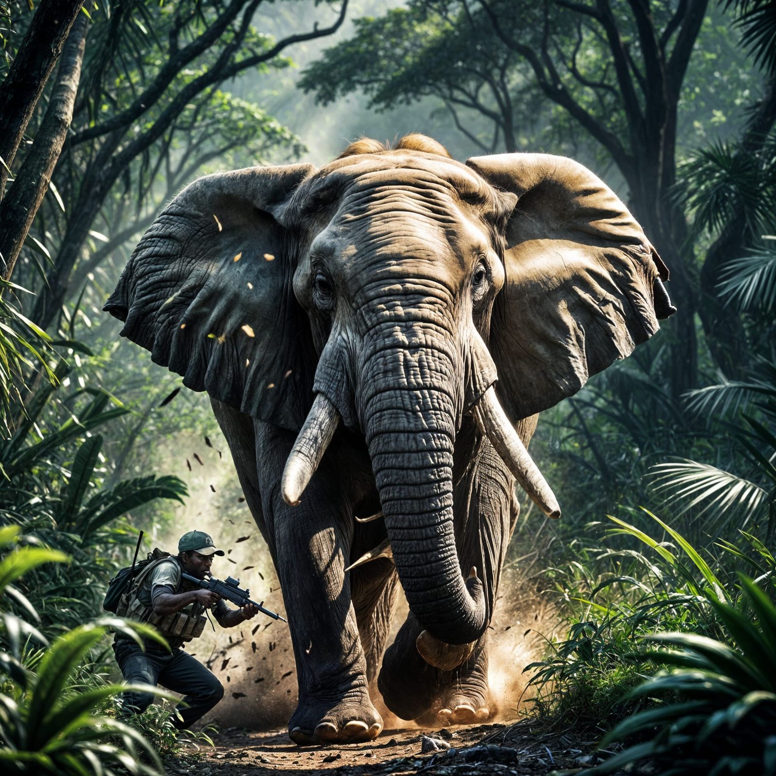 A raging bull elephant