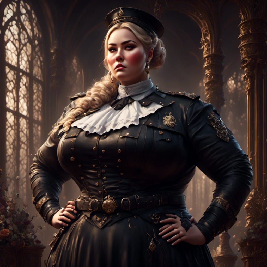 Plus-Size Prison Guard in Hyperreal Photo