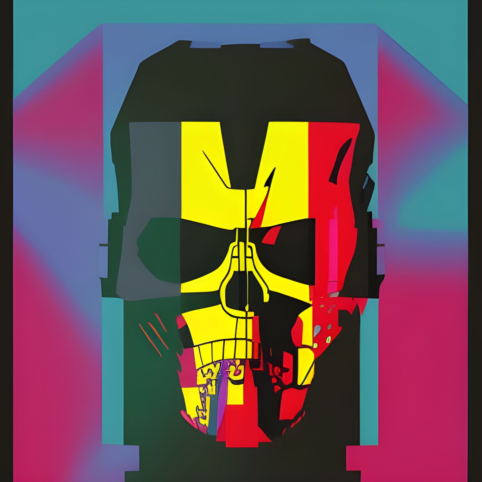 Terminator Goes to Kindergarten in Pop Art Style