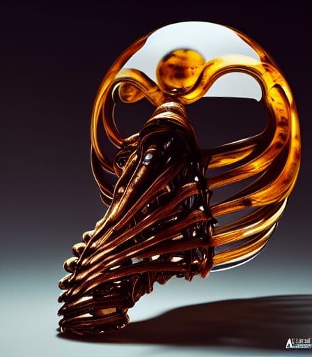 Facehugger Encased in Amber: Hyperrealistic Glass Art
