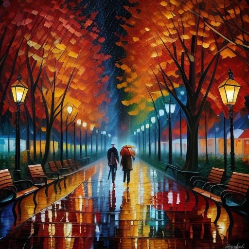 Vibrant Autumn Park in Paper Collage Style