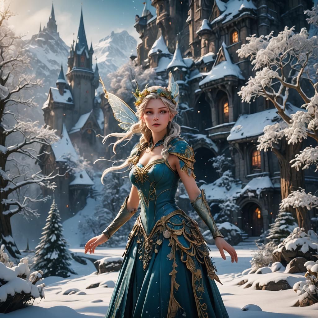 Detailed Snow Fairy Matte Painting in 8K