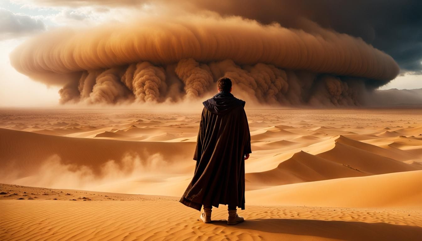 Desert Dust Storm Cinematic Wide View