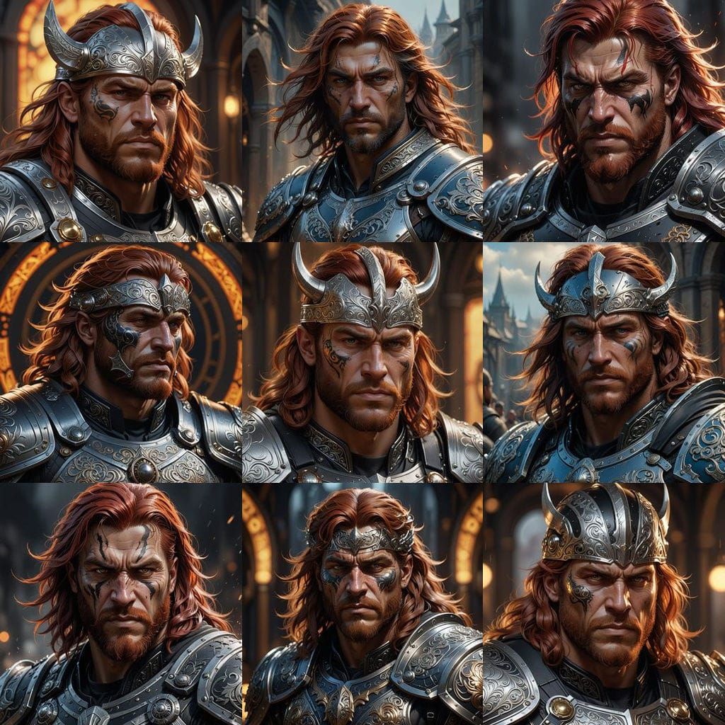 Barbarian in Black Armor: Hyperdetailed Digital Portrait